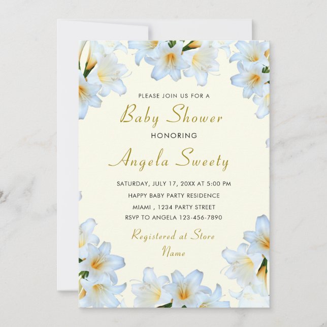 Plantilla de invitación Baby Shower de marco de il (Anverso)