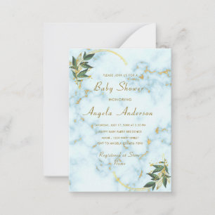 Plantilla de invitación Baby Shower de Mármol blan