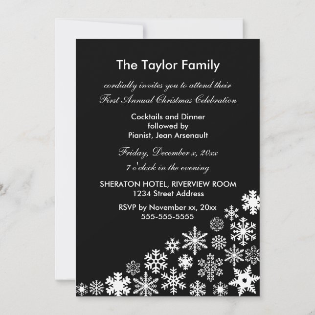 Plantilla de Invitación Copos de Nieve Blancos 5x7 (Reverso)
