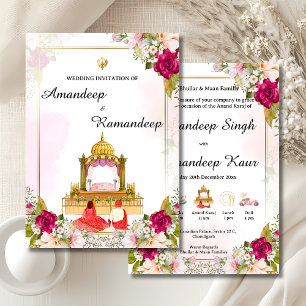 Plantilla de invitación de Anand Karaj con flores
