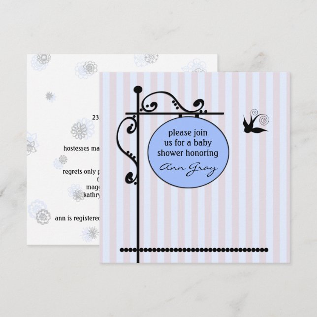 Plantilla de invitación de Baby Shower (Anverso / Reverso)