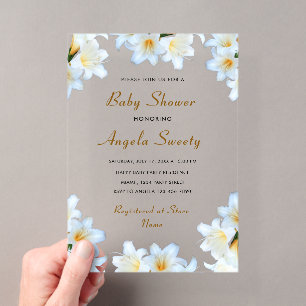 Plantilla de Invitación de Baby Shower Acrílica Wh