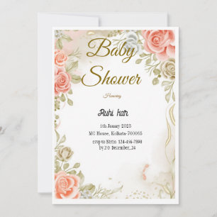 Plantilla de invitación de Baby Shower con flores