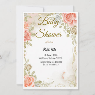 Plantilla de invitación de Baby Shower con flores