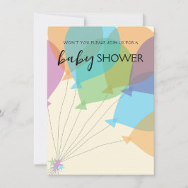 Plantilla de invitación de Baby Shower con globo d
