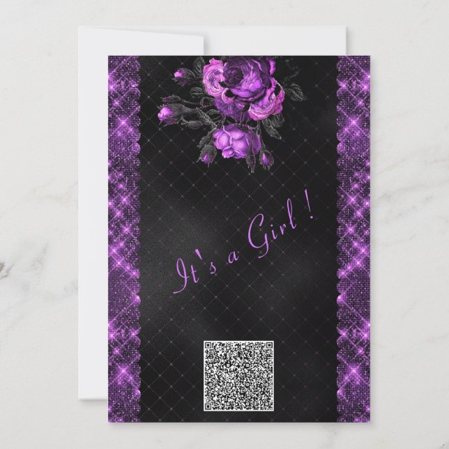 Plantilla de invitación de Baby Shower de código Q (Reverso)