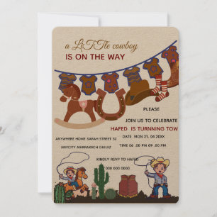 Plantilla de invitación de Baby Shower de Cowboy, 