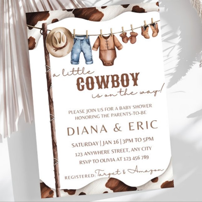 Plantilla De Invitación De Baby Shower De Cowboy,  (Subido por el creador)