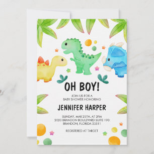 Plantilla de invitación de Baby Shower de dinosaur