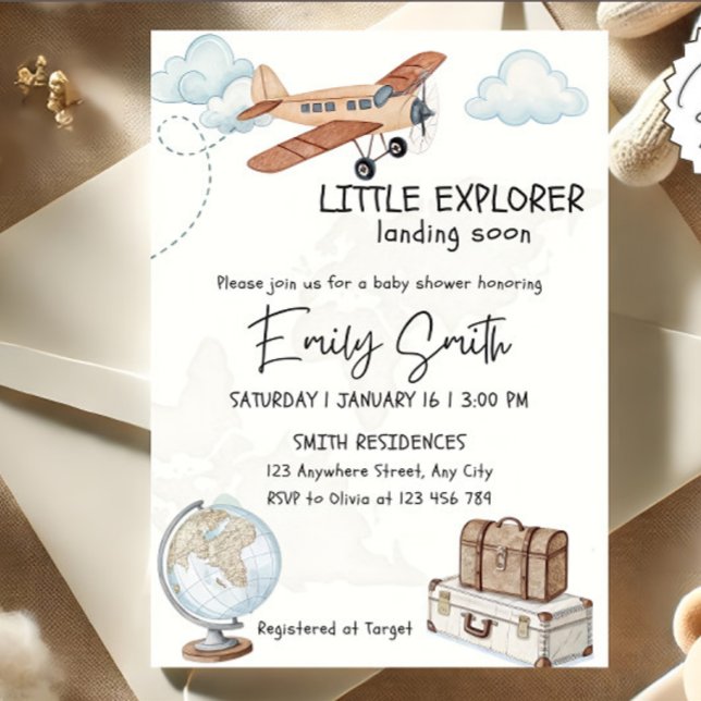 Plantilla de invitación de Baby Shower de viajes P (Subido por el creador)
