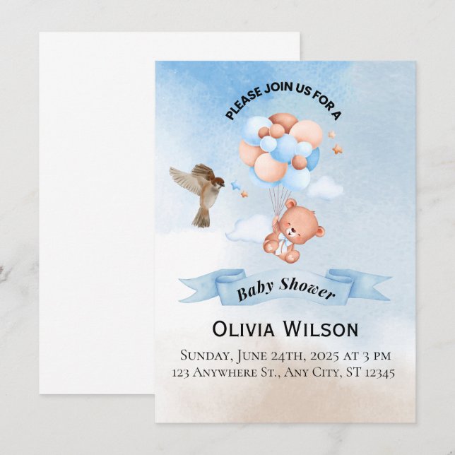 Plantilla de invitación de Baby Shower elegante (Anverso / Reverso)