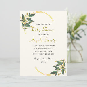Plantilla de invitación de Baby Shower Gold de dis