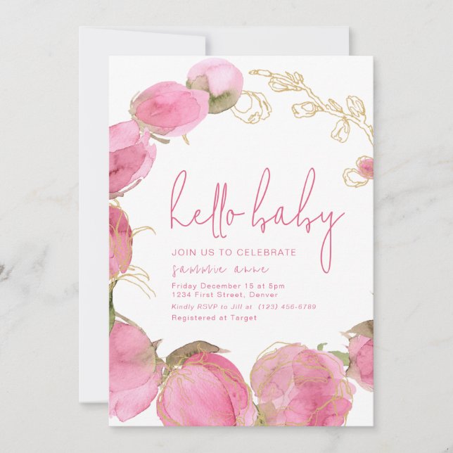 Plantilla de invitación de Baby Shower Party Flore (Anverso)