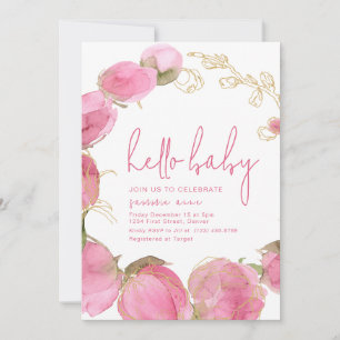 Plantilla de invitación de Baby Shower Party Flore