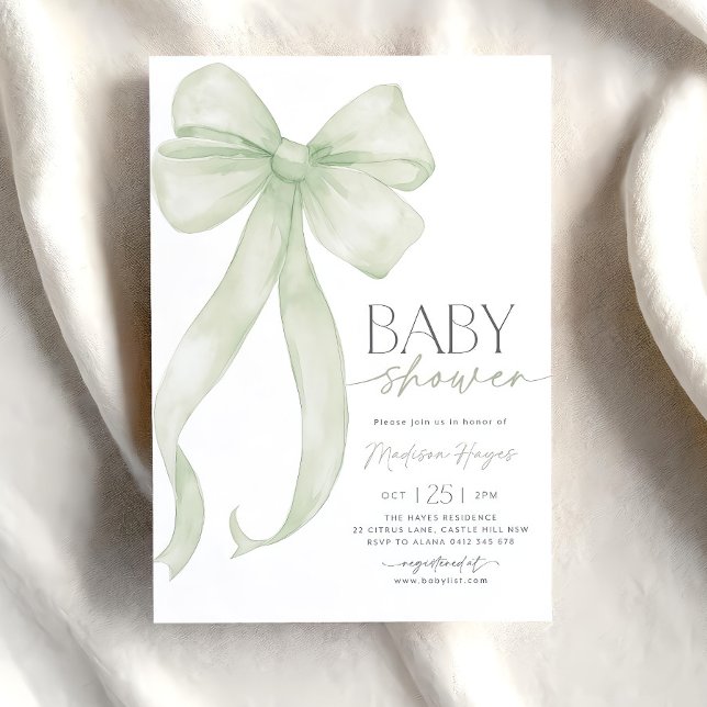 Plantilla de invitación de Baby Shower Sage Green  (Subido por el creador)