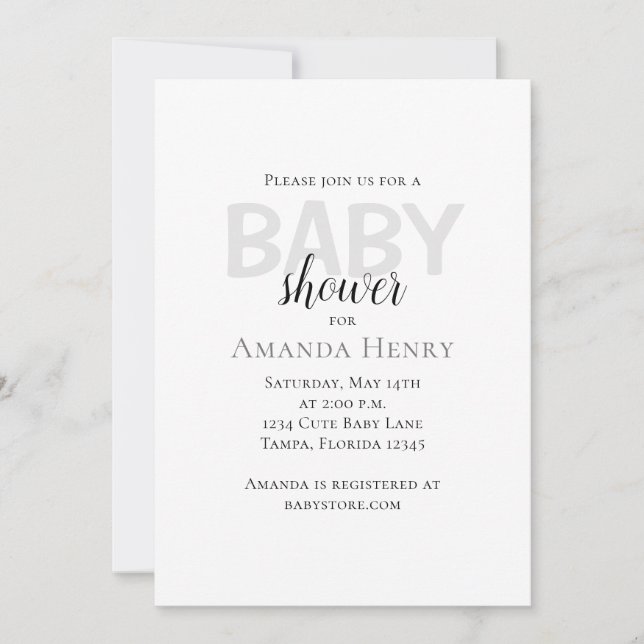 Plantilla de invitación de Baby Shower simple mini (Anverso)