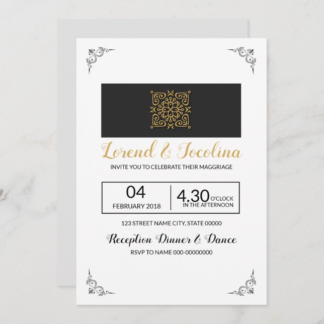 Plantilla de invitación de boda (Anverso / Reverso)
