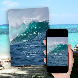 Plantilla de Invitación de Boda Big Wave Seacoast
