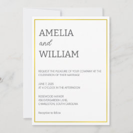 Plantilla de Invitación de Boda Blanco y Dorado
