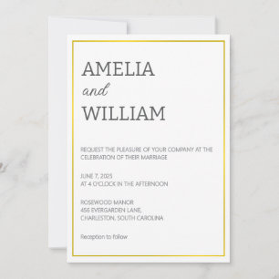 Plantilla de Invitación de Boda Blanco y Dorado