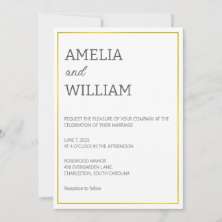 Plantilla de Invitación de Boda Blanco y Dorado