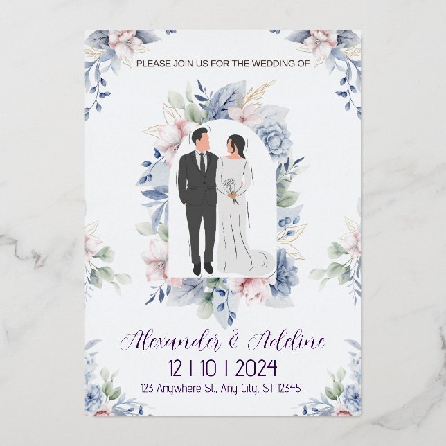 Plantilla de invitación de boda, Boda imprimible (Anverso)