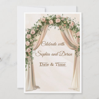 Plantilla de Invitación de Boda con Arco Floral El