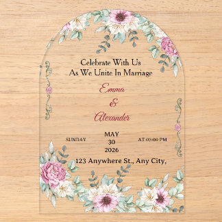 Plantilla de Invitación de Boda con Arco Floral Ro
