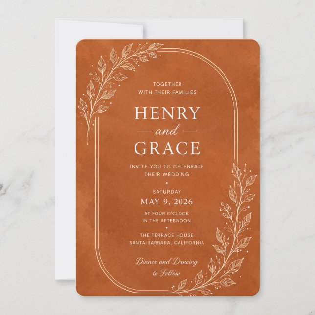 Plantilla de Invitación de Boda con Arco Moderno (Anverso)
