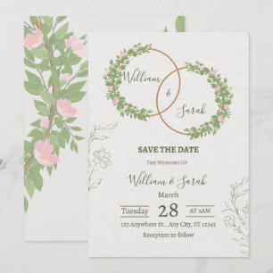 Plantilla de Invitación de Boda con Diseño Floral