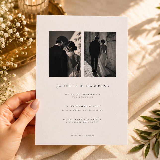 Plantilla de Invitación de Boda con Doble Foto Ele (Subido por el creador)