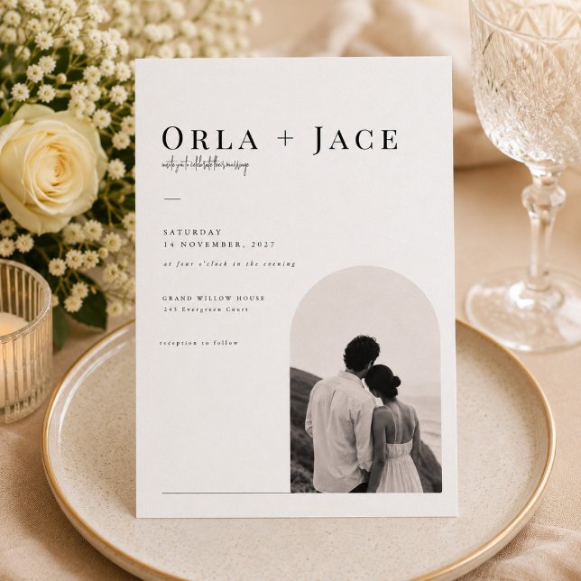 Plantilla de Invitación de Boda con Foto de Arco (Subido por el creador)