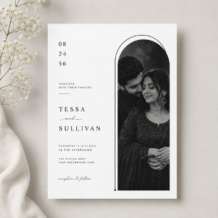 Plantilla de Invitación de Boda con Foto de Arco E