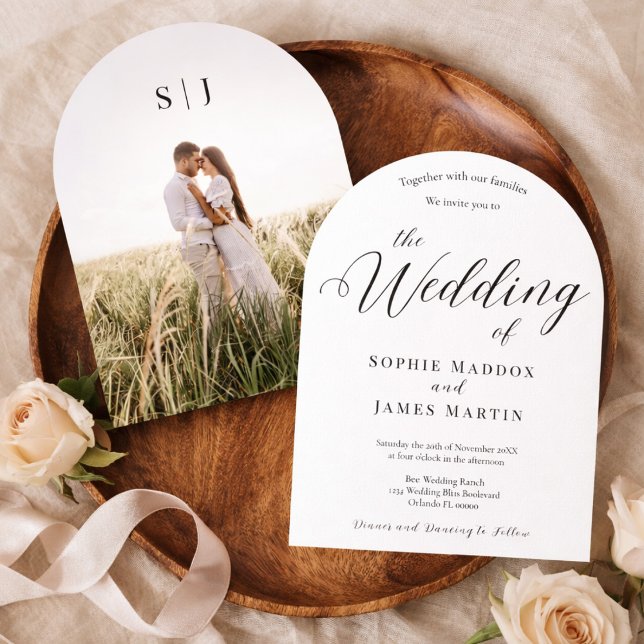 Plantilla de Invitación de Boda con Foto de Arco M (Subido por el creador)
