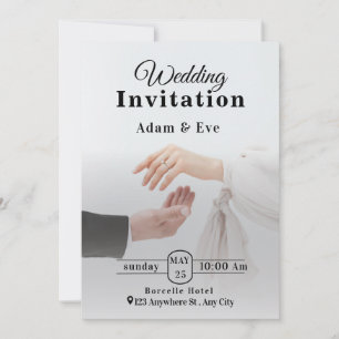 Plantilla de Invitación de Boda con Foto de Manos