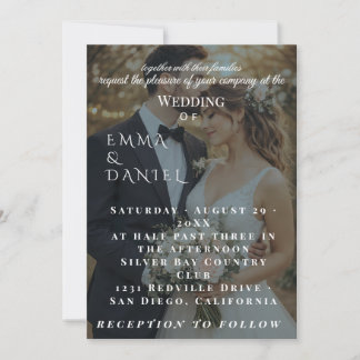 Plantilla de invitación de boda con foto de pareja