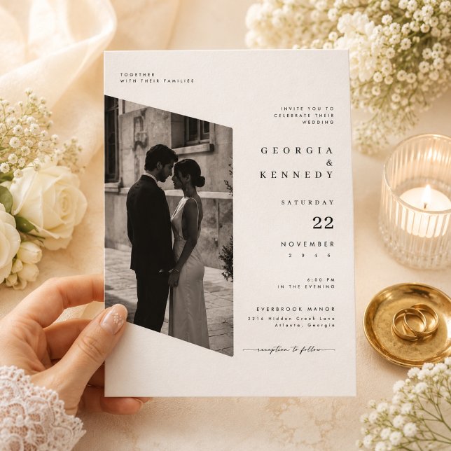 Plantilla de Invitación de Boda con Foto Geométric (Subido por el creador)