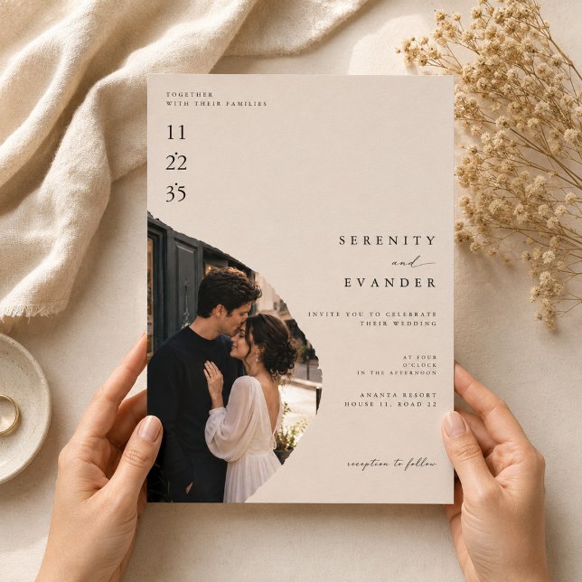 Plantilla de Invitación de Boda con Foto Neutral E (Subido por el creador)