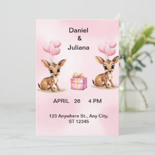 Plantilla de Invitación de Boda con Globos Rosados