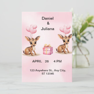 Plantilla de Invitación de Boda con Globos Rosados