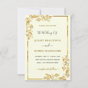 Plantilla de Invitación de Boda con Marco Floral D