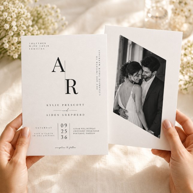 Plantilla de Invitación de Boda con Monograma de L (Subido por el creador)