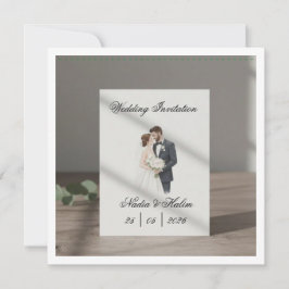 Plantilla de invitación de boda con pareja románti