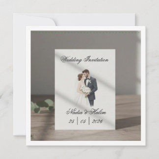 Plantilla de Invitación de Boda con Pareja Románti