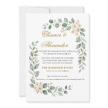 Plantilla de Invitación de Boda con Vegetación Ele