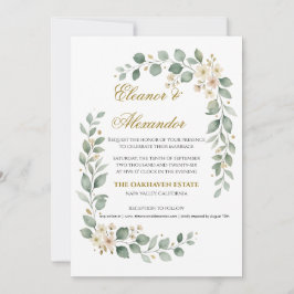 Plantilla de Invitación de Boda con Vegetación Ele