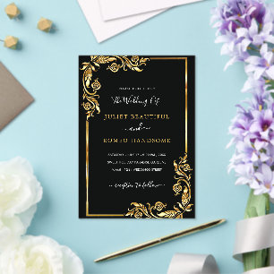 Plantilla de Invitación de Boda de Acrílico de Oro