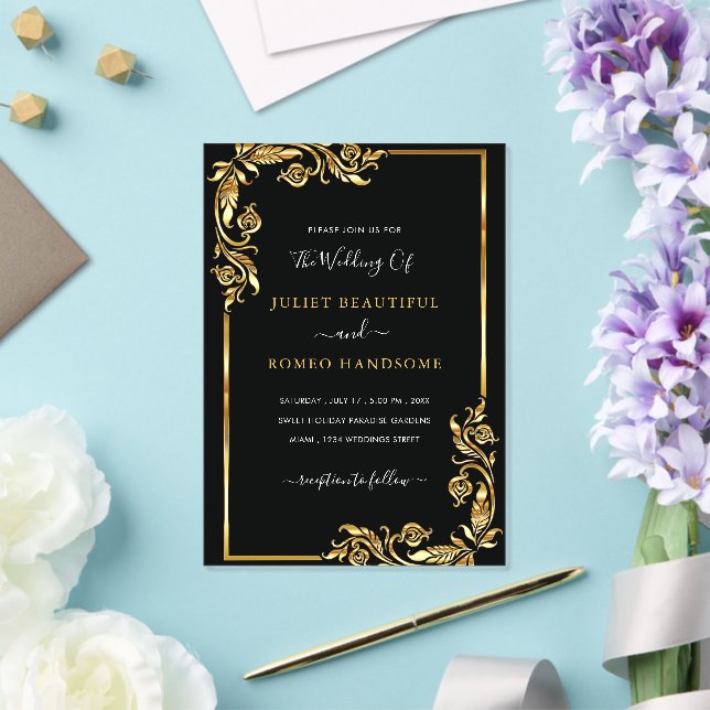 Plantilla de Invitación de Boda de Acrílico de Oro (Insitu (Boda))