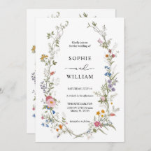 Plantilla de Invitación de Boda de Flor Silvestre,