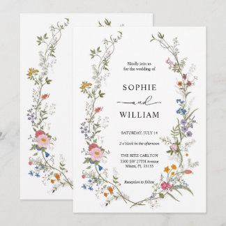 Plantilla de Invitación de Boda de Flor Silvestre,
